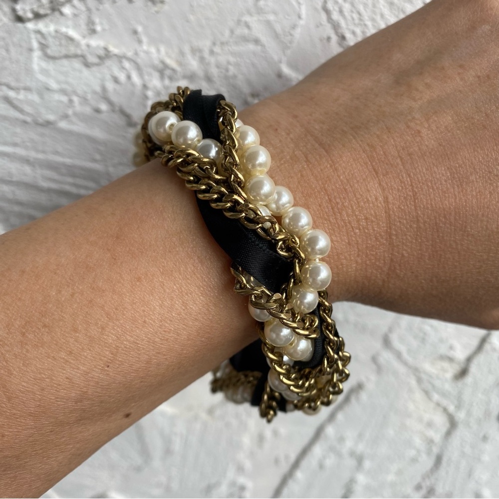 Torsade Style Bracelet with Faux Pearls